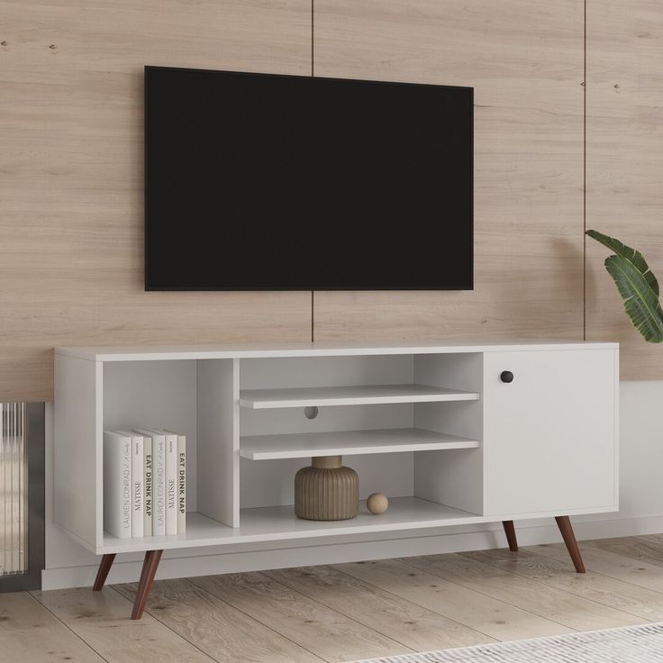 IVORY GEMS 55" Tv Stand ♦️wooden Tv stands with cabinets ♦️Size 120x30x50cm ♦️Colours :White