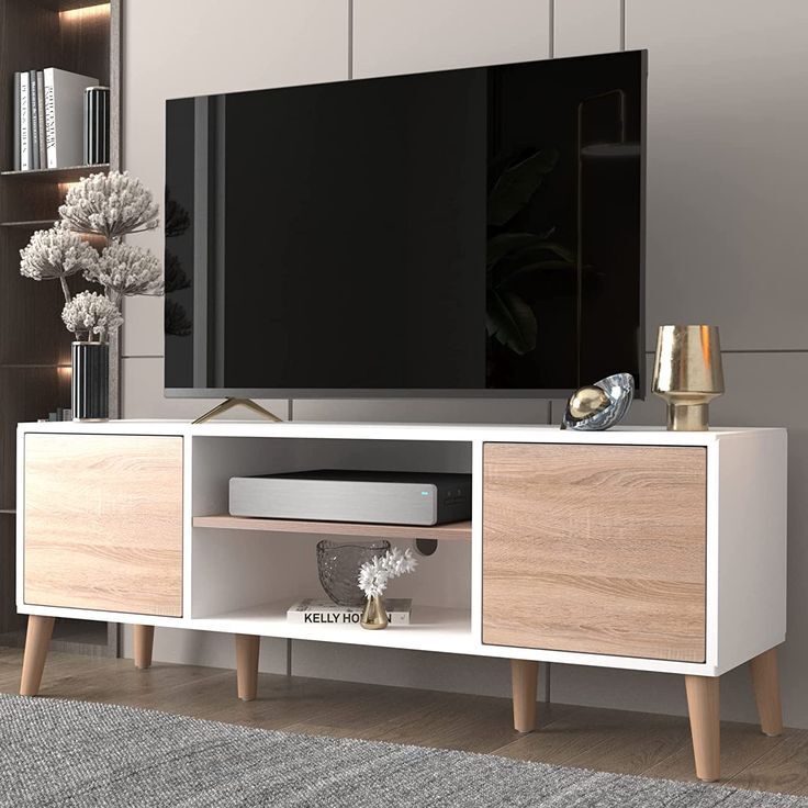 CHERRY BOMB" 5FT Tv Stand ♦️wooden Tv stands with cabinets ♦️Size 150x30X50cm ♦️Colours :White