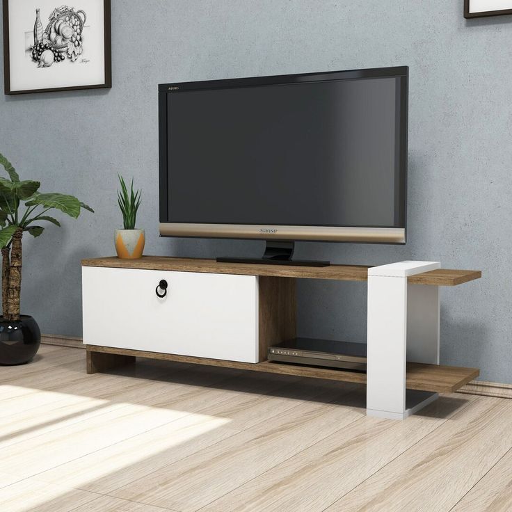 MELLISA 55" Tv Stand ♦️wooden Tv stands with cabinets ♦️Size 120x30x 56cm ♦️Colours :White & teak brown