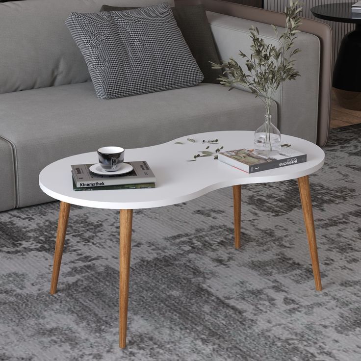 Shee Nordic  BIG !!! 8 curved Coffee Tables♦️ big size ♦️wooden ♦️(Unassembled)- White ♦️ Coffee Tables ♦️120*60*45