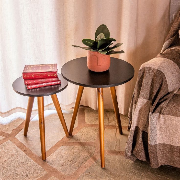 Shee Nordic TWINS/DOUBLE !! Coffee Tables♦️ big size ♦️wooden ♦️(Unassembled)- black ♦️ Coffee Tables♦️ color black size big 50cm, small 45cm.