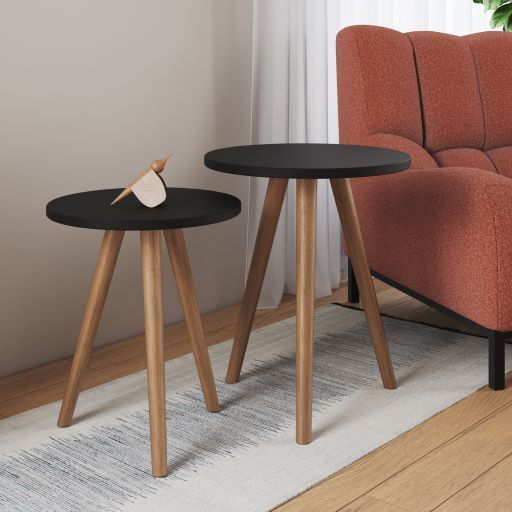 Shee Nordic TWINS/DOUBLE !! Coffee Tables♦️ big size ♦️wooden ♦️(Unassembled)- black ♦️ Coffee Tables♦️ color black size big 50cm, small 45cm.