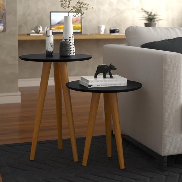 Shee Nordic TWINS/DOUBLE !! Coffee Tables♦️ big size ♦️wooden ♦️(Unassembled)- black ♦️ Coffee Tables♦️ color black size big 50cm, small 45cm.
