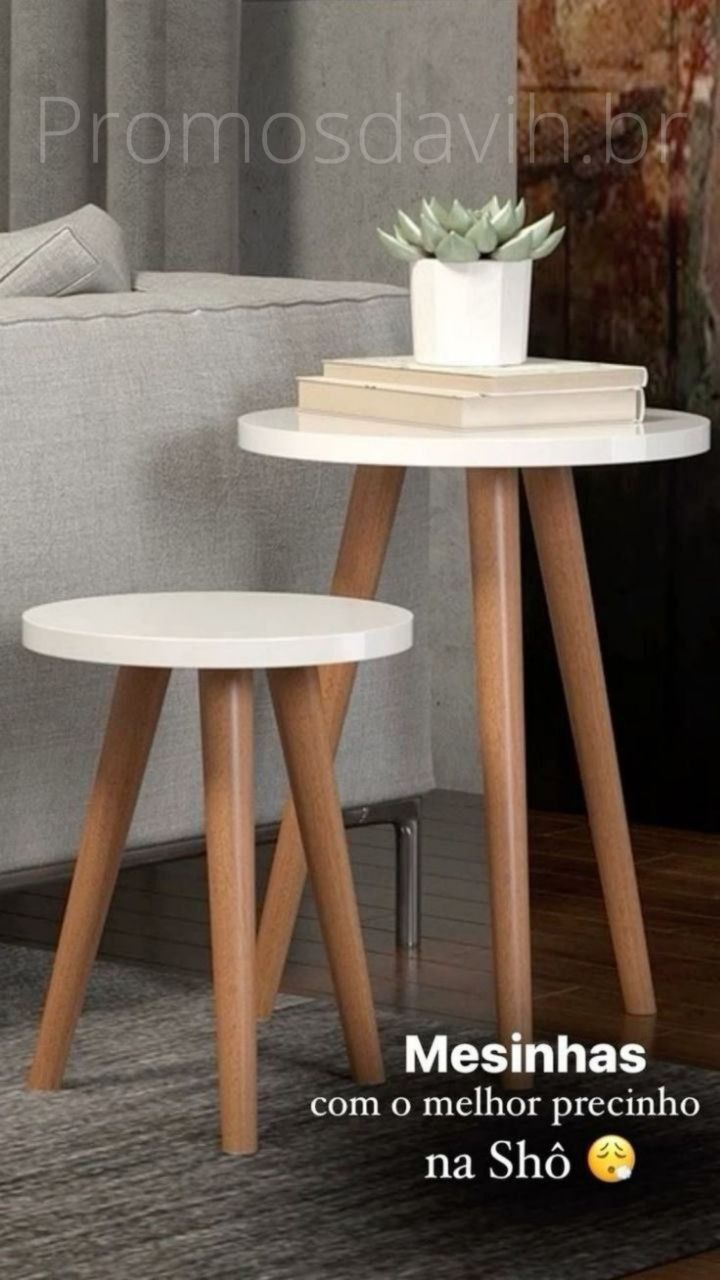Shee Nordic TWINS/DOUBLE !! Coffee Tables♦️ big size ♦️wooden ♦️(Unassembled)- White ♦️ Coffee Tables♦️ color white size big 50cm, small 45cm.