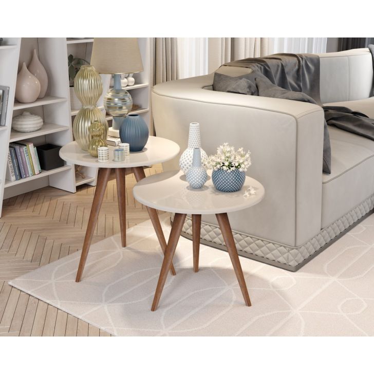 Shee Nordic TWINS/DOUBLE !! Coffee Tables♦️ big size ♦️wooden ♦️(Unassembled)- White ♦️ Coffee Tables♦️ color white size big 50cm, small 45cm.