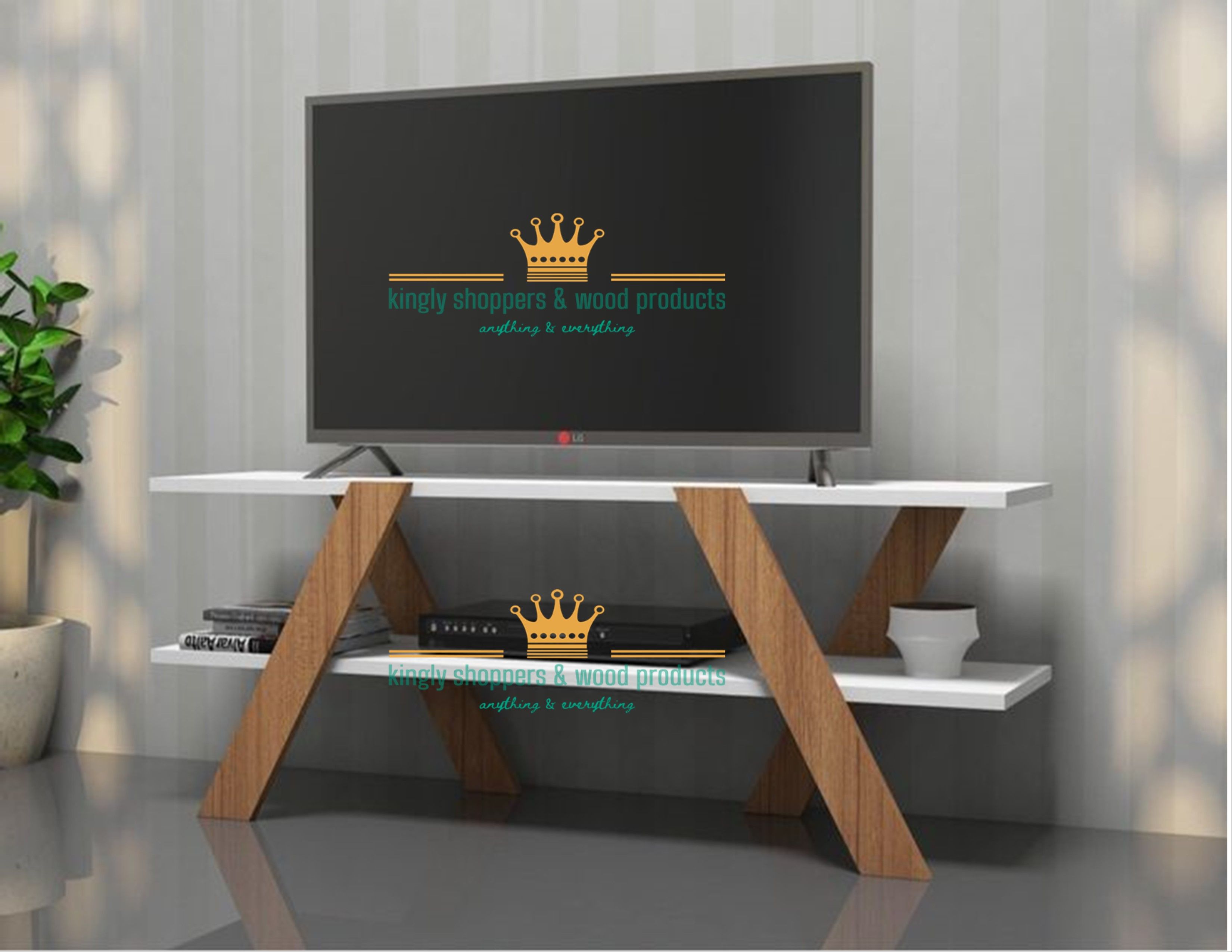 JUST SIMPLE TV STAND 4FT♦️ SIMPLE♦️wooden Tv stands with cabinets ♦️Size 120X30X50cm ♦️Colours :WHITE/BROWN  ROYAL TEAK