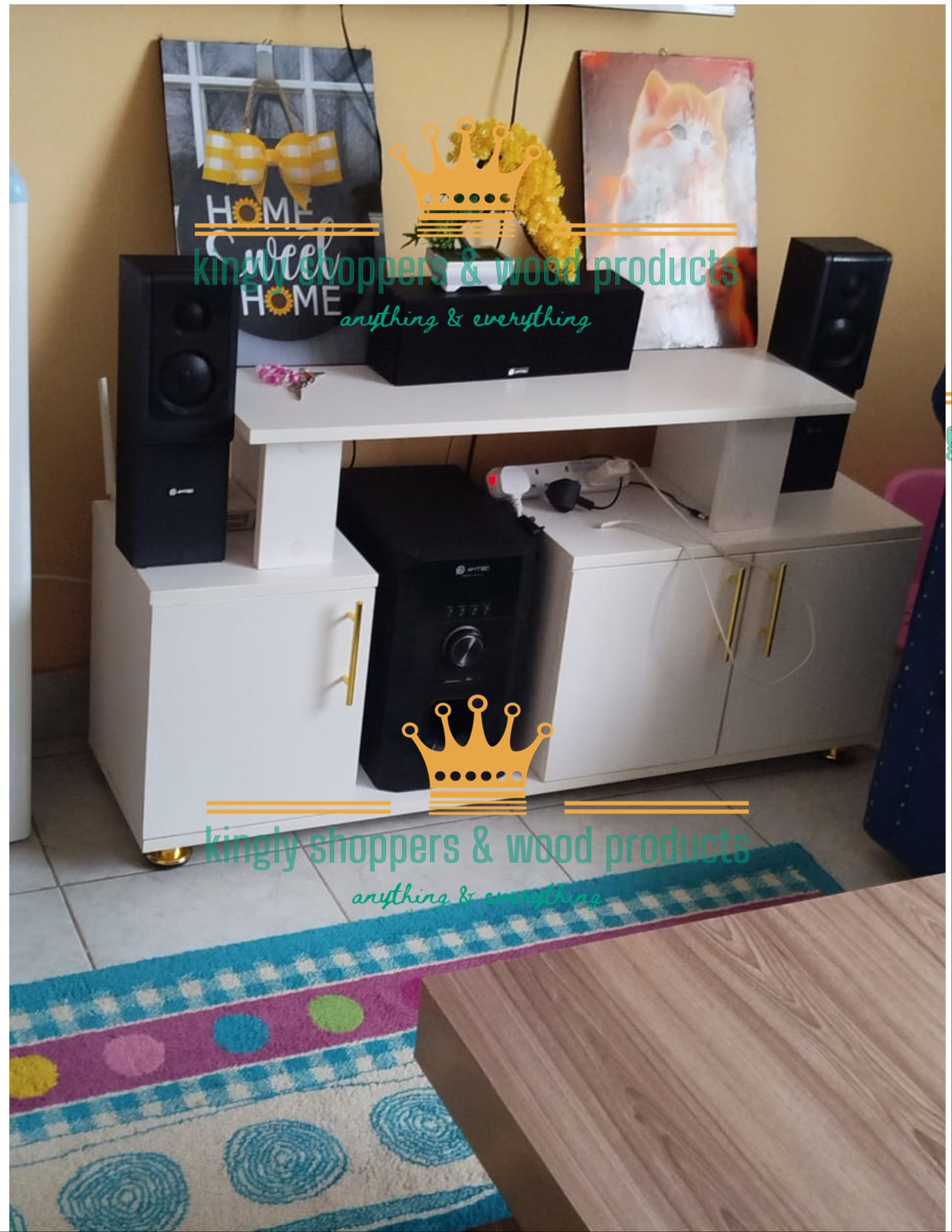 Istanbul 2 !!( BIG ALL WHITE ) Modern TV Stand With LED Lights 4FT ♦️wooden Tv stands with cabinets