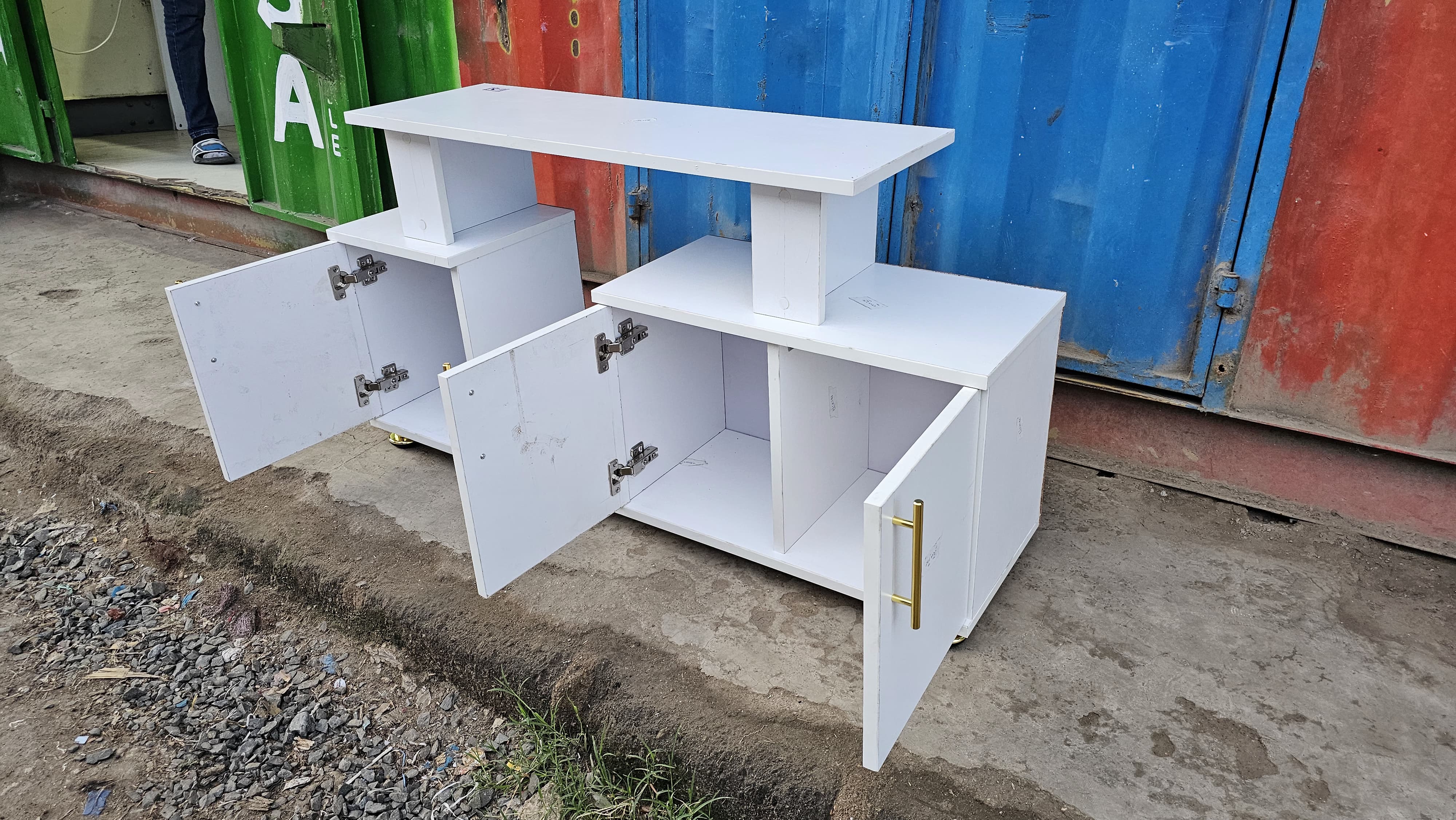 Istanbul 2 !!( BIG ALL WHITE ) Modern TV Stand With LED Lights 4FT ♦️wooden Tv stands with cabinets