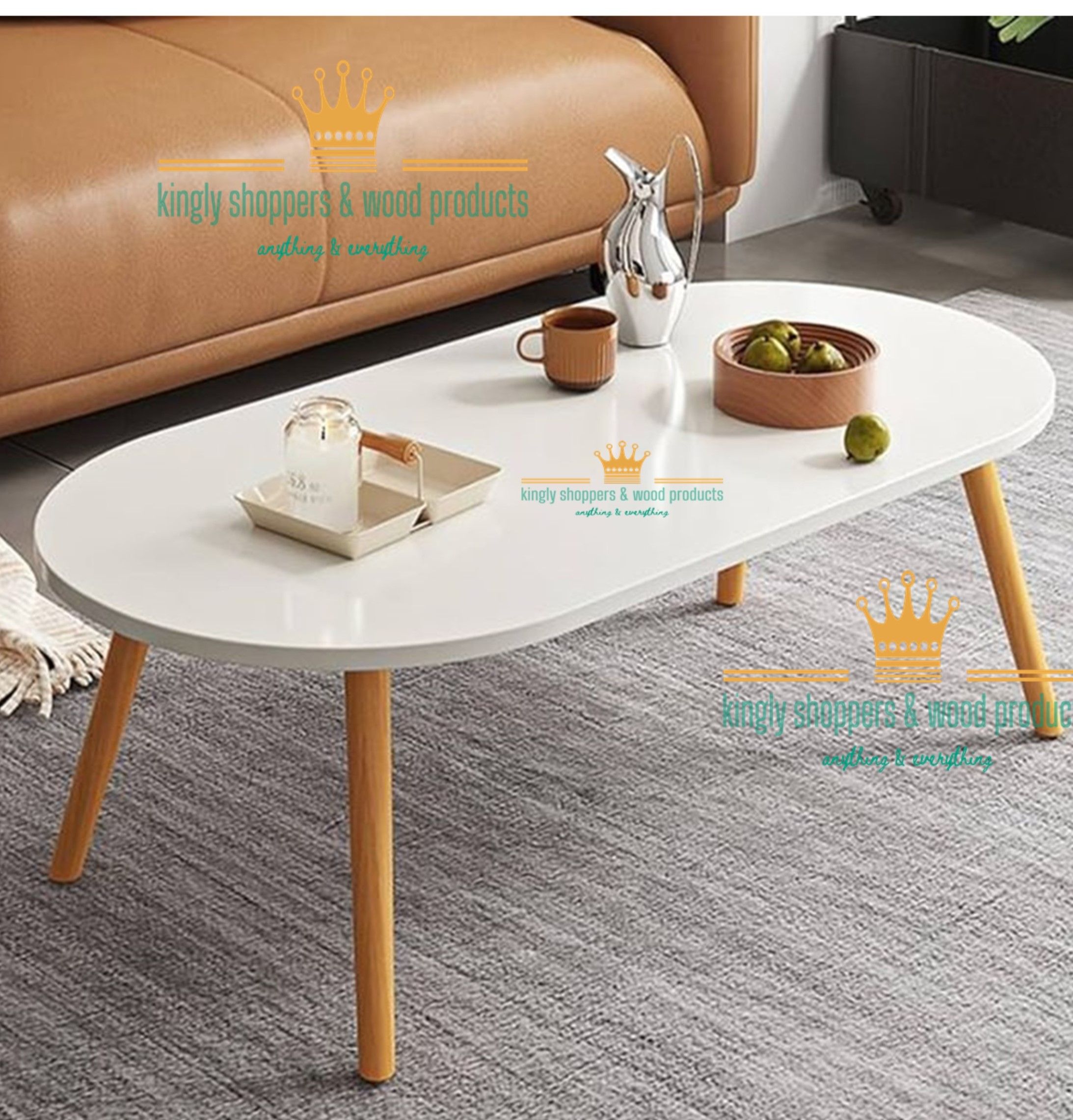 Shee Nordic BIG SIZE STRONGER !!! Oval Coffee Tables ♦️wooden ♦️ size 120*60*44(Unassembled)- White