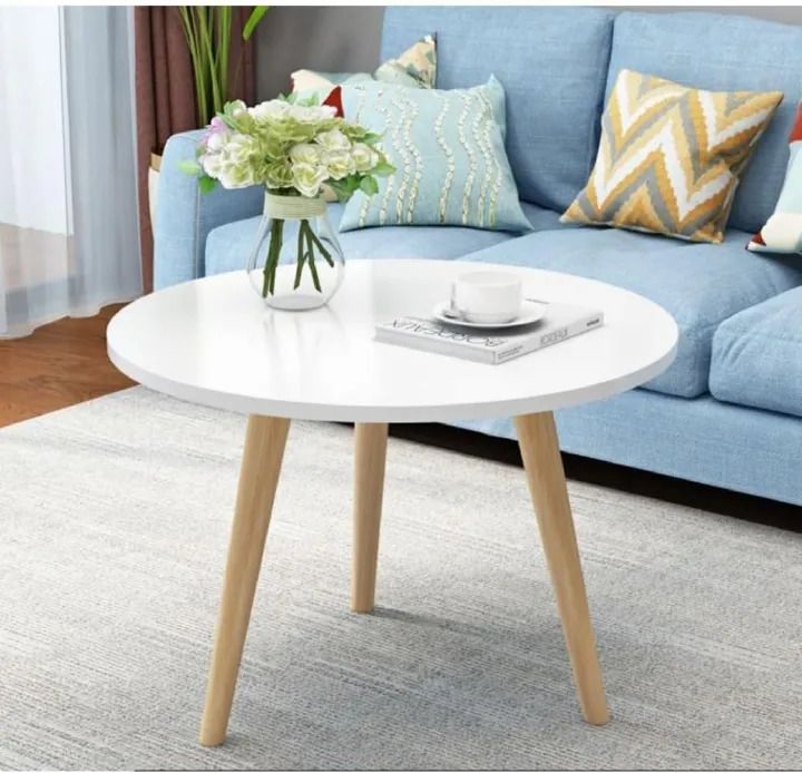 SHEE NORDIC BIGGG !!!!!! (60 CM) KINGLY  ROUND TABLE (UNNASEMBLED)♦️ big size ♦️wooden ♦️(Unassembled)- White ♦️ Coffee Tables ♦️60*60*45