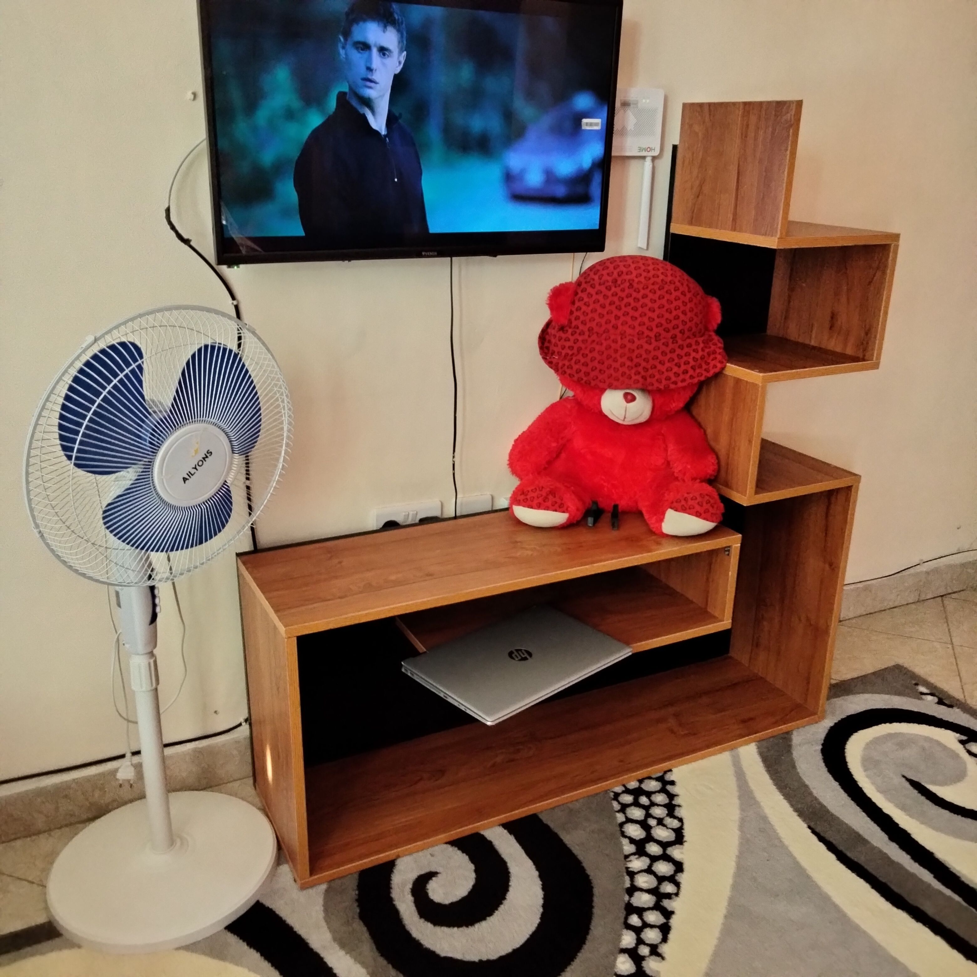 WOODPECKER 2  Tv Stand ♦️wooden Tv stands with cabinets ♦️Size 120x30x120cm ♦️Colours ; ♦️ brown/teak and black