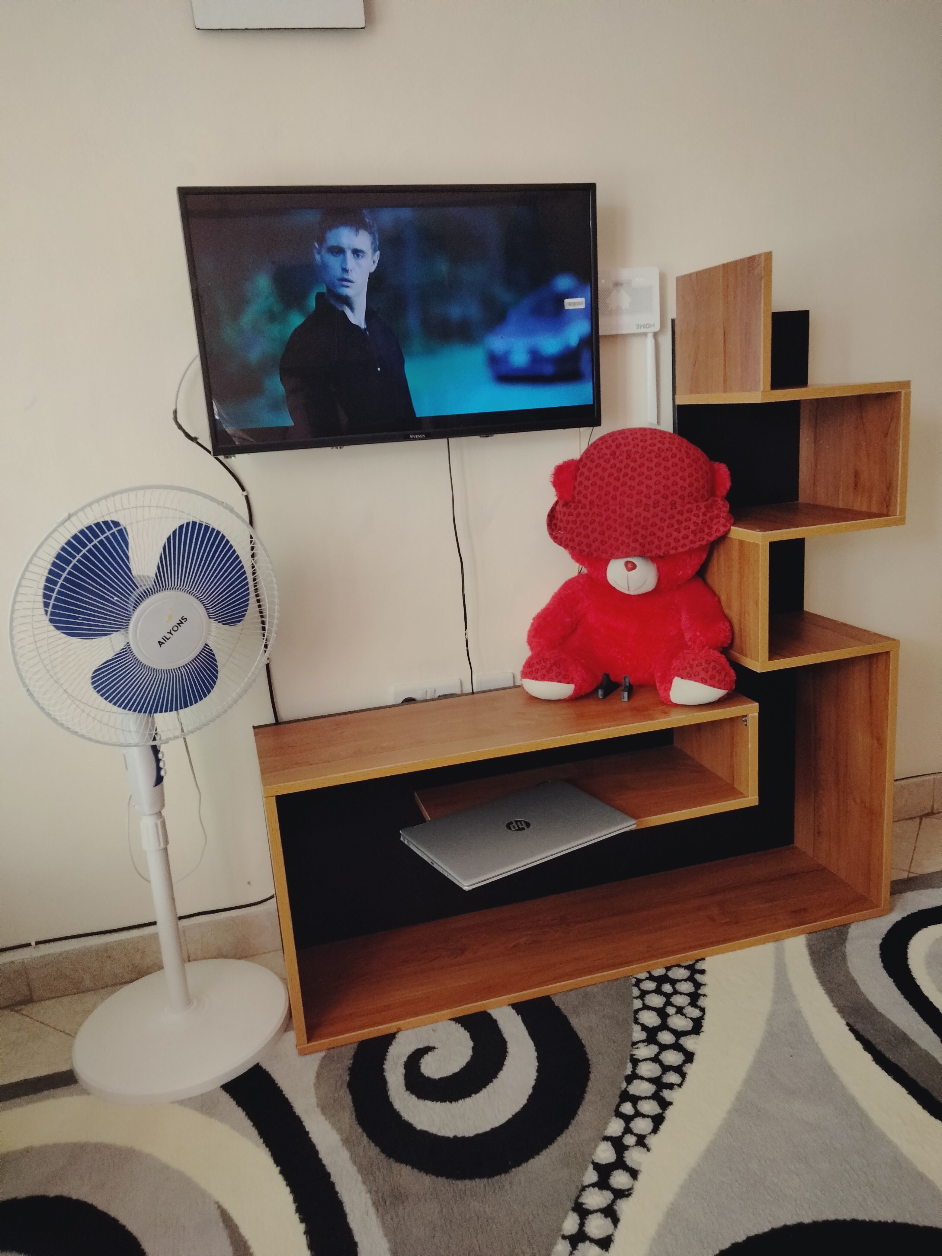 WOODPECKER 2  Tv Stand ♦️wooden Tv stands with cabinets ♦️Size 120x30x120cm ♦️Colours ; ♦️ brown/teak and black