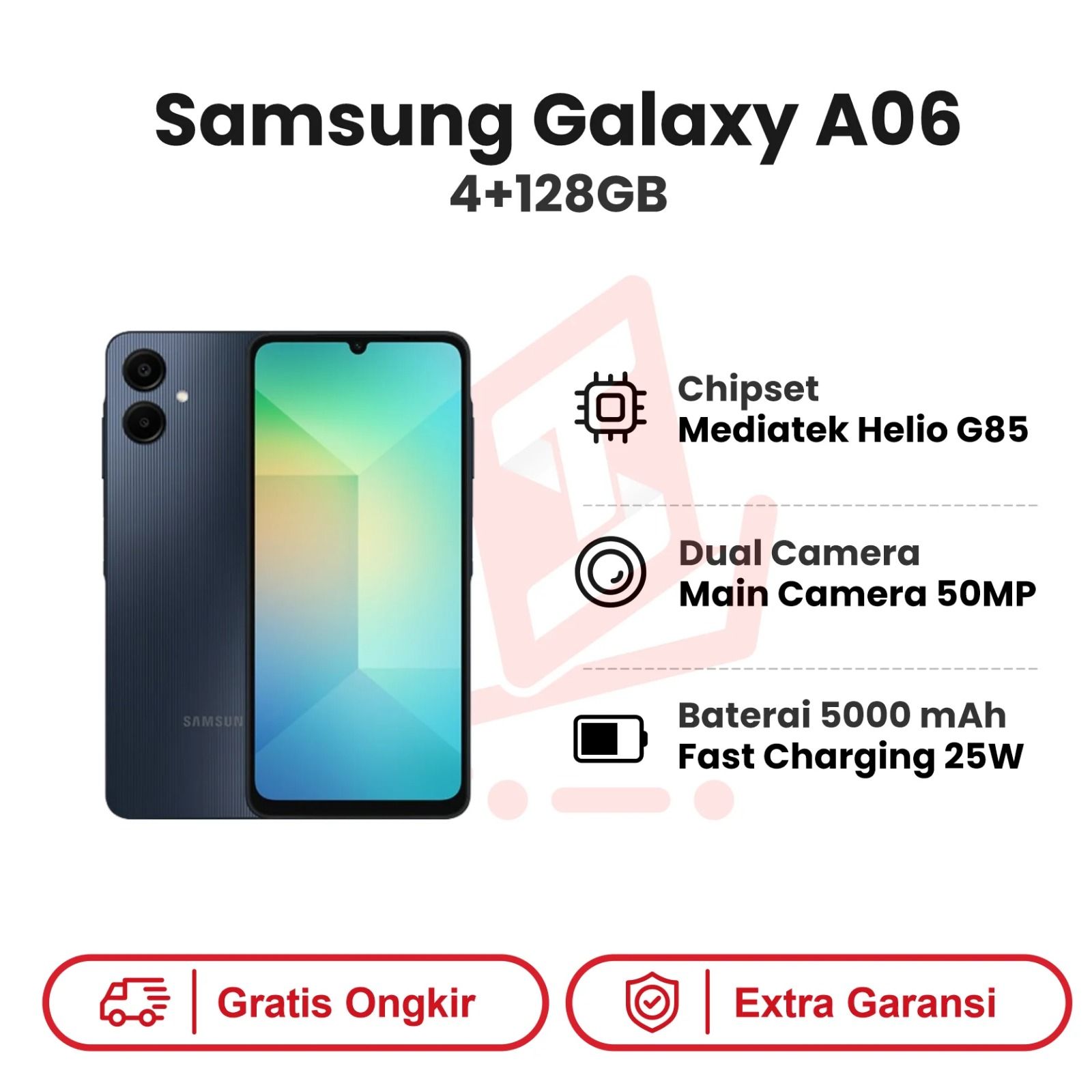 New Arrival Samsung Galaxy A06 128GB+4GB 50MP Camera 6.7" 90Hz MTK Helio G85 (12nm) 5000mAh 25W Type-C Charge Android 14 Side Fingerprint Unlock Smart Phones
