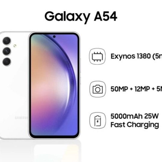 Samsung Galaxy A54 5G, 6.4" screen size, 128GB ROM + 6GB RAM (Dual SIM), 5000mAh smartphones 50,0MP MAIN CAMERA 32.0MP SELFIE  128GB 120Hz 6.6" AMOLED 50MP Android 13 CPU Octacore SMARTPHONES