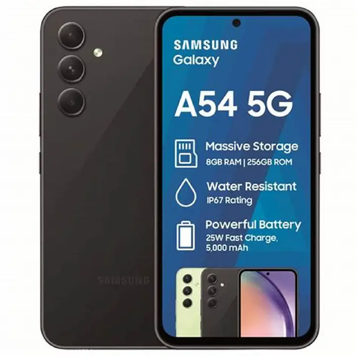 Samsung Galaxy A54 5G, 6.4" screen size, 128GB ROM + 6GB RAM (Dual SIM), 5000mAh smartphones 50,0MP MAIN CAMERA 32.0MP SELFIE  128GB 120Hz 6.6" AMOLED 50MP Android 13 CPU Octacore SMARTPHONES