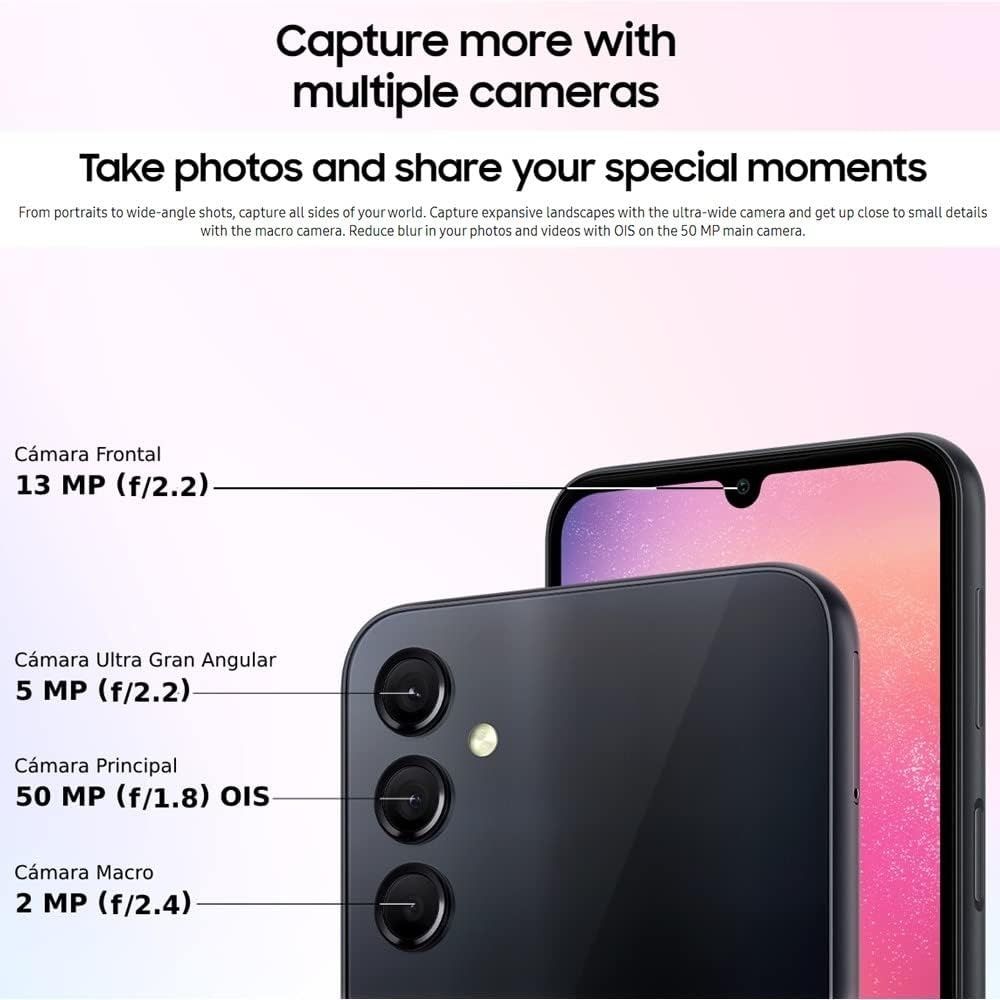 Samsung Galaxy A24 6.5" screen size 128GB ROM+4GB RAM dual 50MP Camera +13MP selfie 5000mAh battery capacity 4G network Android 13   Dual sim smartphone with 12 months warranty smartphone
