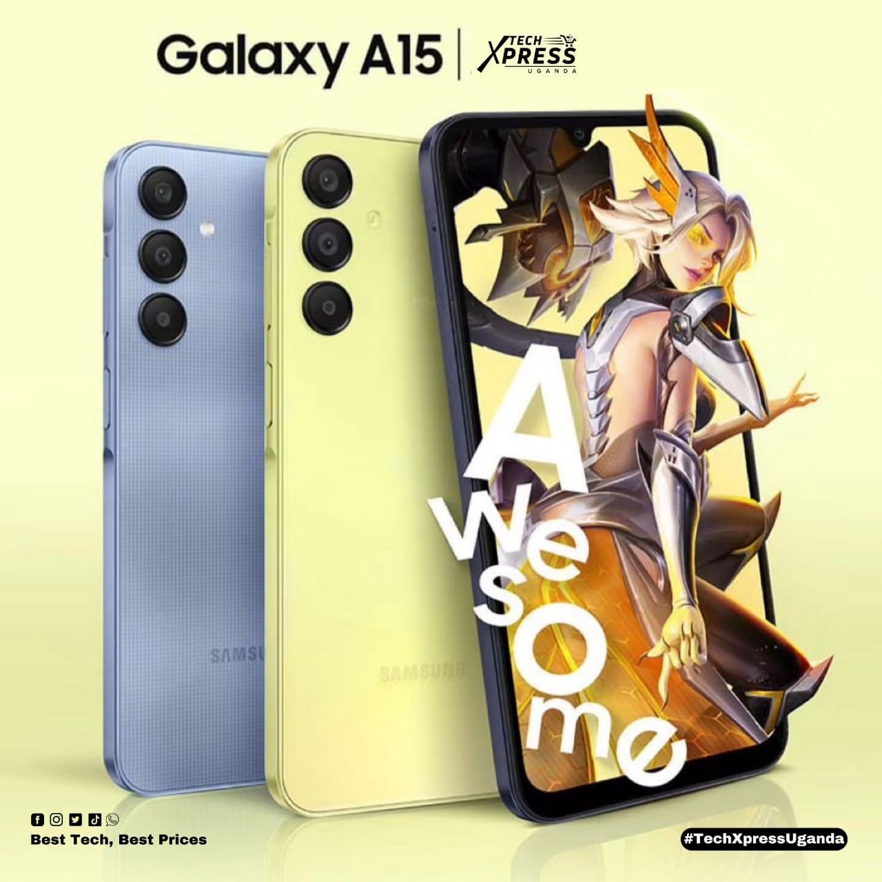 Samsung Galaxy A15 128GB+4GB RAM  50MP Triple Camera Mediatek Helio G99 6.5"  Display 90Hz refresh rate Android 14 5000mAh battery 25W Type-C Charge Smart Phones