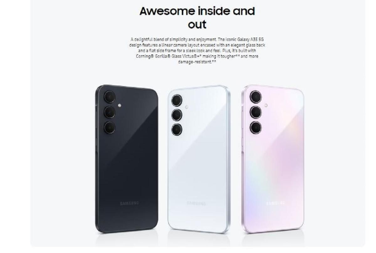 New Arrival Samsung Galaxy A35 5G 128GB+6GB RAM 120Hz Refresh rate 6.6" Display AMOLED 50MP Triple Camera Android 14 5000mAh 25W Fast charging Type-C Smart Phones Fingerprint Unlock smartphone