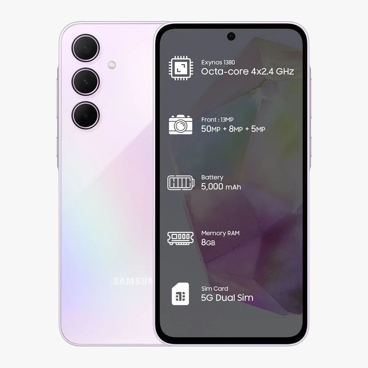 New Arrival Samsung Galaxy A35 5G 128GB+6GB RAM 120Hz Refresh rate 6.6" Display AMOLED 50MP Triple Camera Android 14 5000mAh 25W Fast charging Type-C Smart Phones Fingerprint Unlock smartphone