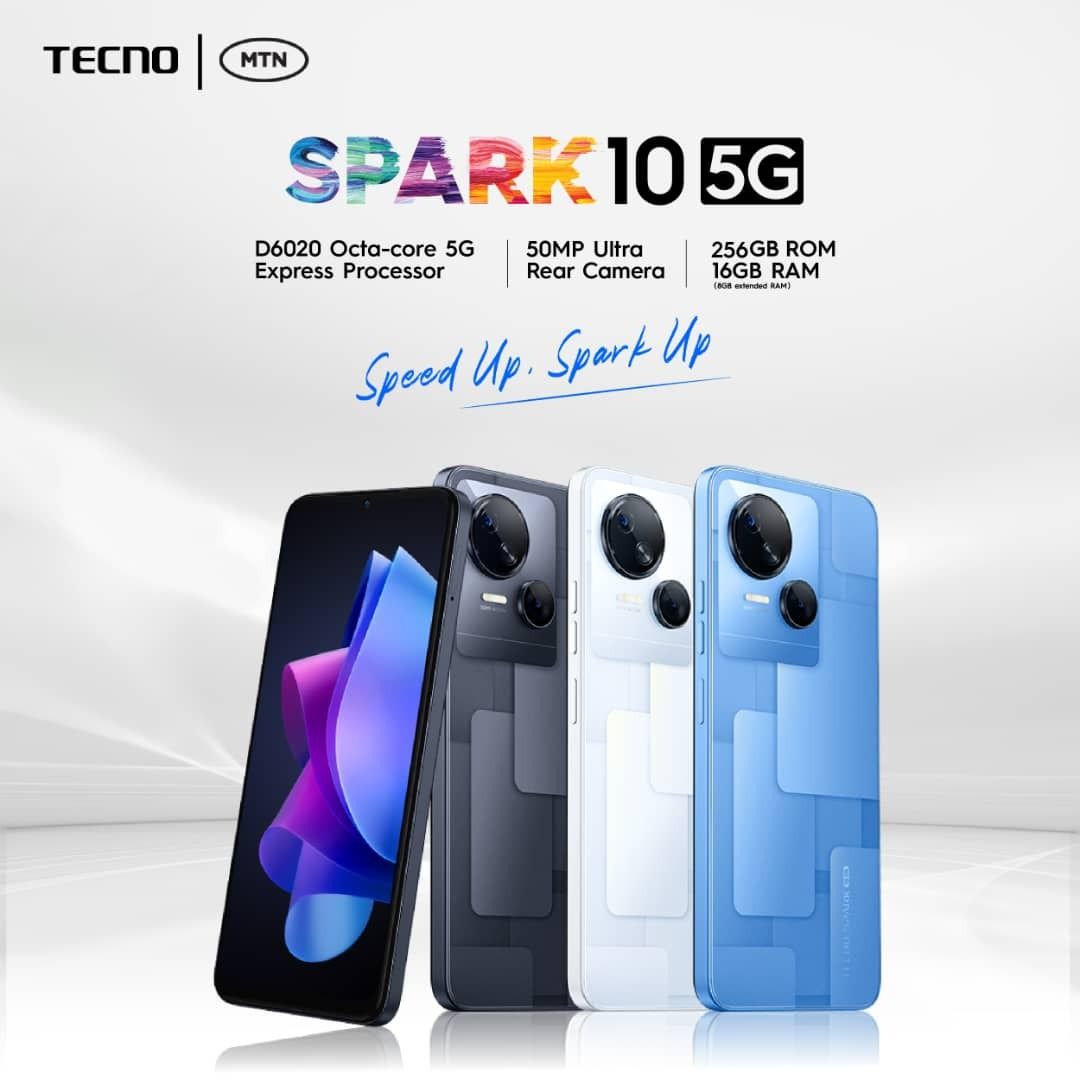 TECNO SPARK 10 5G 256GB internal storage +16(8+8)GB RAM 50MP Ultra Clear Camera Android 13 90Hz Refresh rate  6.6" HD+ Display Dual SIM 5000mAh + 18W type c fast charger smartphones