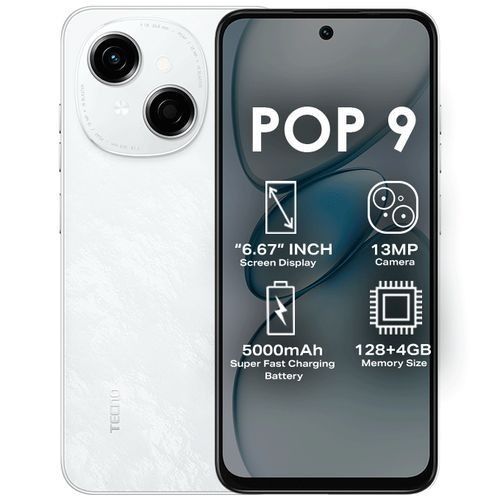 New Arrival TECNO POP 9 128GB + 4GB 4.5G Fast Network 6.6" 120Hz Hole Screen Dual Speakers IP54 Waterproof 13MP 5000mAh Type-C Android 14 Dual SIM Side Fingerprint Unlock  Smart Phones