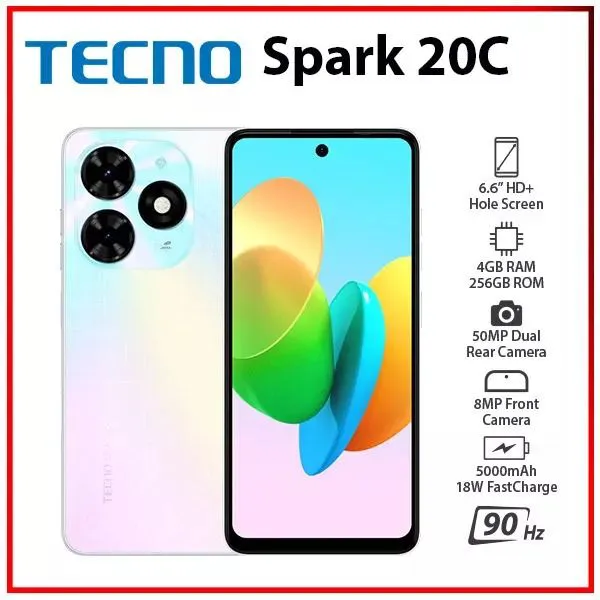 [Super Brand] TECNO SPARK 20C 256GB/128GB + 12(4+8)GB/8(4+4)GB RAM 6.6" 90Hz 50MP 5000mAh 18W Type-C Fast Charge Dual Speaker Dual SIM 4G Side Fingerprint Smart Phones