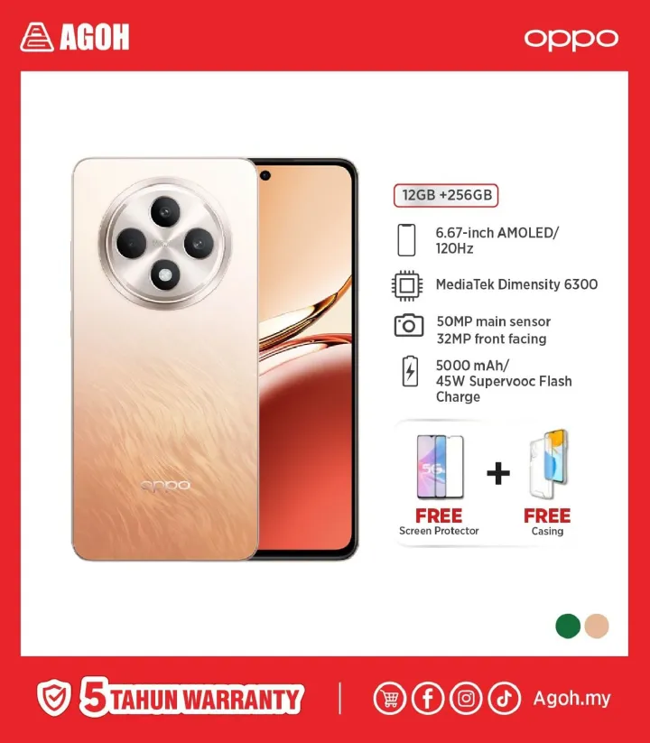 Oppo Reno 12F 4G Key Features RAM: 8GB Storage: 256GB OS:  , ColorOS 14 Camera: 50MP + 8MP + 2MP Selfie: 32MP Display: 6.67 inch, AMOLED,120Hz Processor: Qualcomm SM6225 Android 14 ,SMARTPHONES