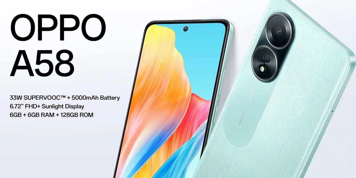 Brand New OPPO A58 8GB RAM+128GB ROM 6.72" 90Hz FHD+ Display 50MP Camera 8.0 MP SELFIE Dual Stereo Speakers 33W 5000mAh BATTERY CAPACITY Type-C SMARTPHONES
