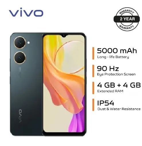 Brand New Smart Phone vivo Y03 - 6.56'' - 4GB RAM + 128GB ROM - Dual SIM - 5000mAh battery capacity Android 14 smartphone