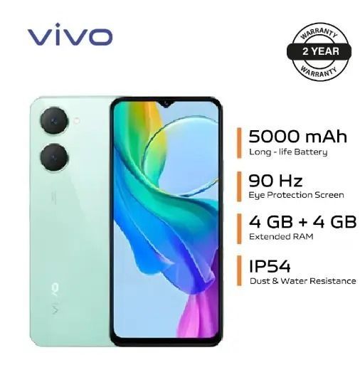 Brand New Smart Phone vivo Y03 - 6.56'' - 4GB RAM + 128GB ROM - Dual SIM - 5000mAh battery capacity Android 14 smartphone