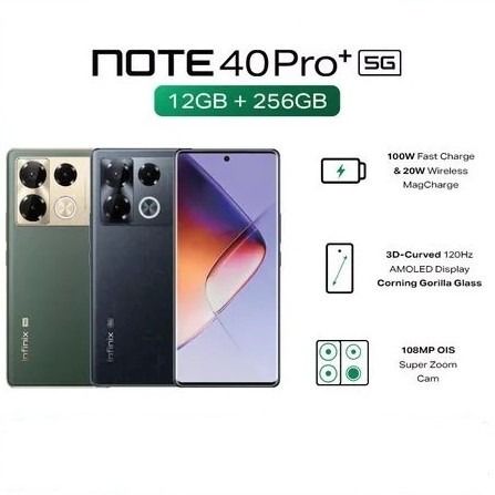Infinix Note 40 PRO plus + 5G 256GB+16GB (8+8)GB RAM 6.78" Amoled Screen Wireless Charge Support Dual sim 5000mAh Battery 100W Charging 108MP Camera Android 14 MediaTek Helio G99 Ultimate Smart Phones