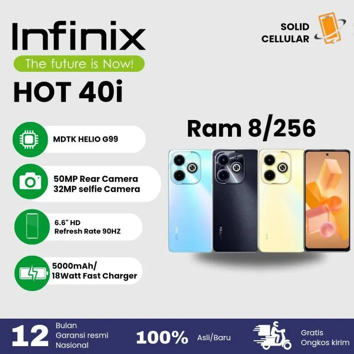 [Super Brand Sale] INFINIX HOT 40I 128GB ROM + 8GB RAM 90Hz PUNCH-HOLE SCREEN 50MP DUAL CAM 32MP Crystal Cam SIDE MOUNTED FINGERPRINT 18W TYPE C FAST CHARGER 5000mAh LONG LASTING POWER SMARTPHONES