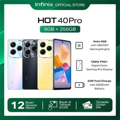 Infinix Hot 40 Pro,256GB +16GB RAM (8+8GB), 6.78" 120Hz FHD+ WITH magic ring 108MP Tripple AI Camera + 32MP Selfie Camera,33W Fast Charge 5000mAh Battery Dual SIM Helio G99 ultra processor Smartphones
