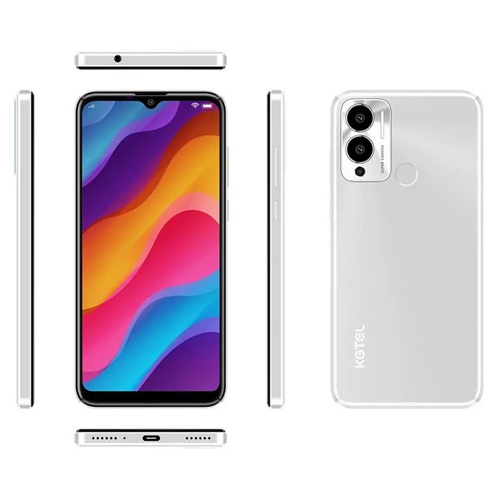New Arrival KGTEL YOLO 3 32GB ROM 2GB RAM 6.6" HD+ Screen 5000mAh Dual 8MP AI Camera fingerprint unlocks Smart Phones White 128GB