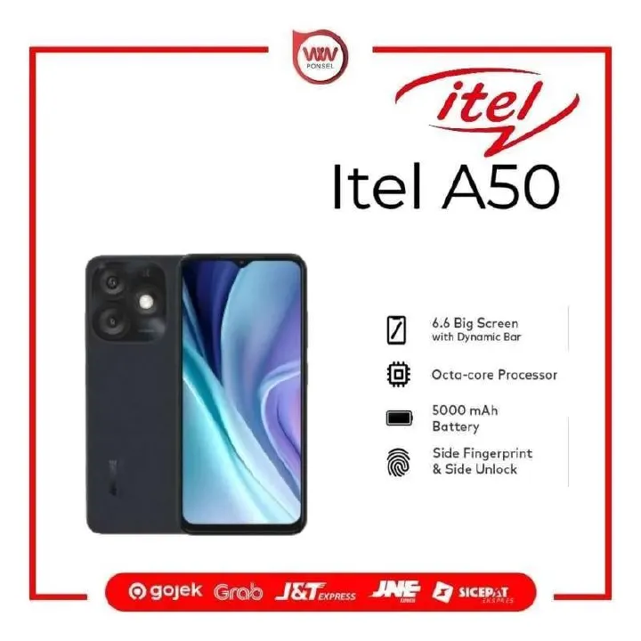 ITEL A50 AWESOME 6.6"INCHES BIG SCREEN WITH DYNAMIC BAR,64GB ROM +6GB RAM (2+4GB EXTENDED RAM),8MP BACK AND 5MP FRONT CAMERA 500OmAh BATTERY 4G/3G/2G AND TYPE C CHARGER SMARTPHONE