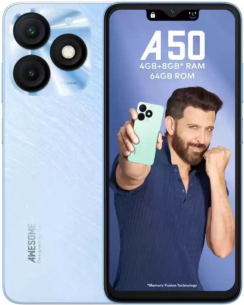 ITEL A50 AWESOME 6.6"INCHES BIG SCREEN WITH DYNAMIC BAR,64GB ROM +6GB RAM (2+4GB EXTENDED RAM),8MP BACK AND 5MP FRONT CAMERA 500OmAh BATTERY 4G/3G/2G AND TYPE C CHARGER SMARTPHONE