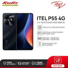 Itel P55 4G LTE Network 128GB Storage upto 8Gb Ram(4+4)GB 6.6-Inch LCD Screen Dual SIM 50MP+8MP Camera 5000mAh Baterry Fingerprint And Face Unlock Smartphone