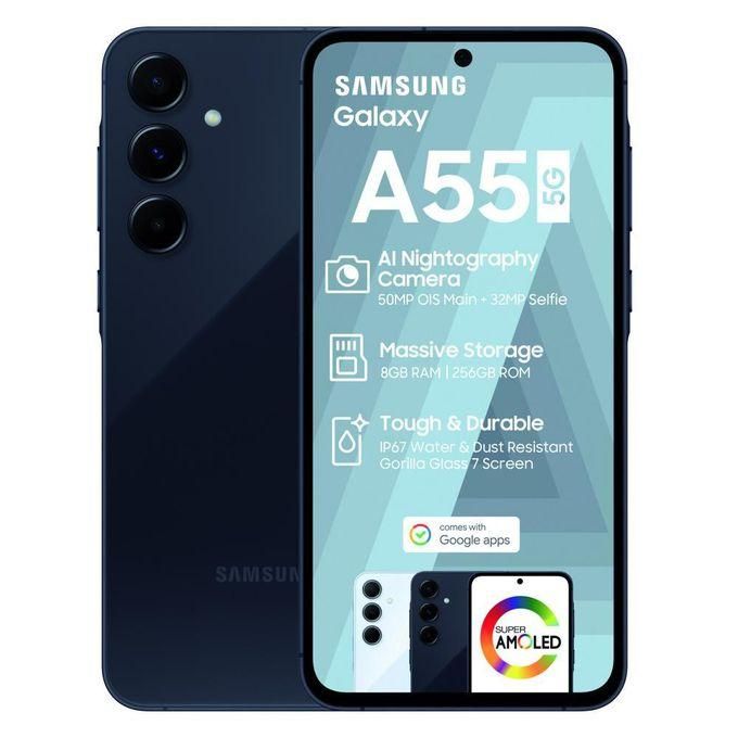 Samsung Galaxy A55 5G 128GB+6GB 120Hz 6.6" AMOLED 50MP Triple Camera IP67 Waterproof  5000mAh Battery capacity 25W Type-C  Fingerprint Unlock Android 14 Phone smartphones