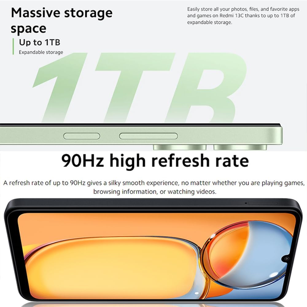 (HOT SALE) Xiaomi Redmi 13C 256GB ROM + 8GB RAM 4G Network Dual SIM 6.74inch 90Hz LCD Screen 50MP Camera  18W Tpye-C Charging 5000mAh Battery Fingerprint&Face Android 13 PHONE Smart Phones