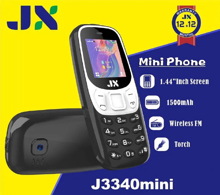 Jx J3340 MINI SMALL SIZE MOBILE PHONE KABAMBE/KATULULU/MULIKA MWIZI BIG TORCH,FM WIRELESS, BATTERY 1500MAH, 1.44 INCH SCREEN DISPLAY FEATURE PHONE