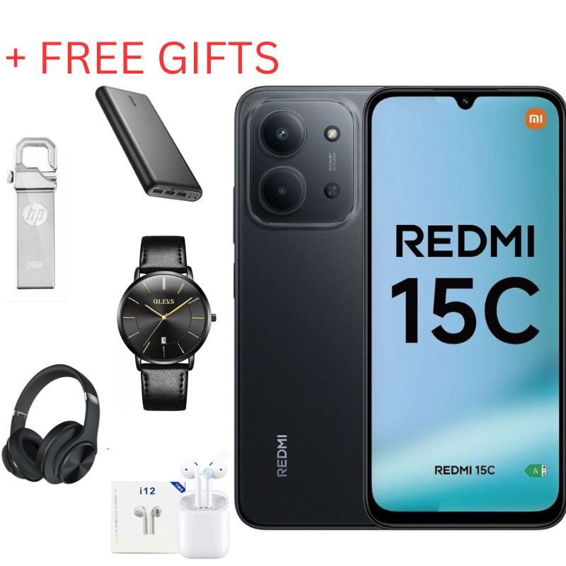 REDMI 15C 128GB Storage UPTO 8GB(4+4GB Extended) Ram 6.9'' LCD 50MP Main Camera 6000mAh 33W Fast Charger Android 15 Xiaomi Hyper OS 2 Side Fingerprint Smartphopne smart phones With FREE GIFTS!!!