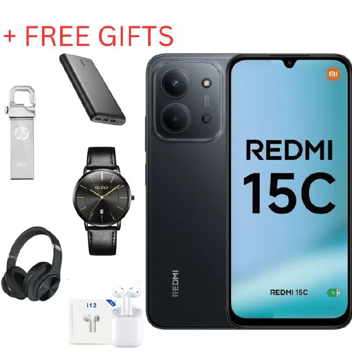 REDMI 15C 128GB Storage UPTO 8GB(4+4GB Extended) Ram 6.9'' LCD 50MP Main Camera 6000mAh 33W Fast Charger Android 15 Xiaomi Hyper OS 2 Side Fingerprint Smartphopne smart phones With FREE GIFTS!!!