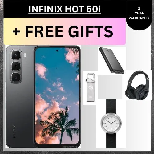 Infinix Hot 60i Upto 128GB+6GB 6.7" 120Hz Screen 4G Phone Dual SIM 5160mAh Battery 45W Charging 50MP Camera Fingerprint Lock Android 15 G81 Smart AI smart Phones smart pones WITH FREE GIFTS!!!