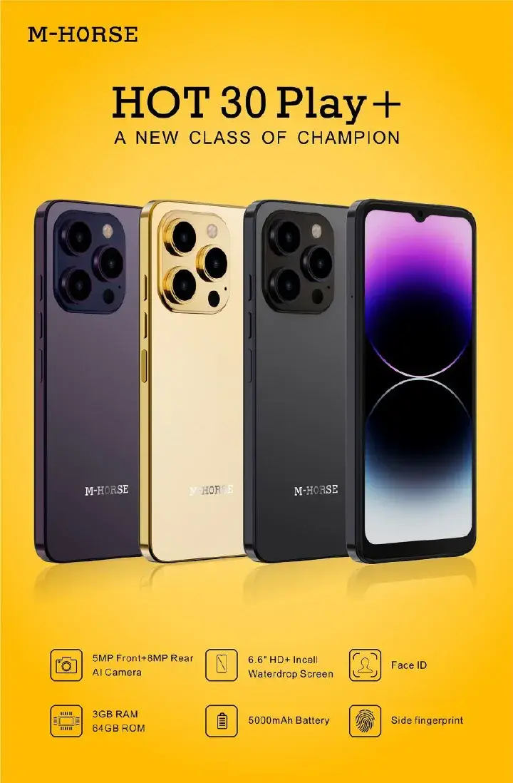 [BRAND NEW] M-HORSE HOT 30 Play + 6.6'' display Android 13.0 ; CPU: Quad-Core ; RAM 3GB+ROM 64GB-Dual:5MP ,Front+8MP ,Rear Fingerprint Battery: 5000mAh Battery smart phones