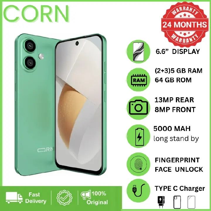 NEW ARRIVAL CORN C16 PRO MAX 6.6" STORAGE ROM 64GB RAM 5GB STRONG BATTERY 5000 mAh DOUBLE SIM CARD SMART PHONE ON OFFER FINGERPRINT FACE UNLOCK,8MP SEILFE 13MP TYPE-C CHARGER Phone Smart Phone