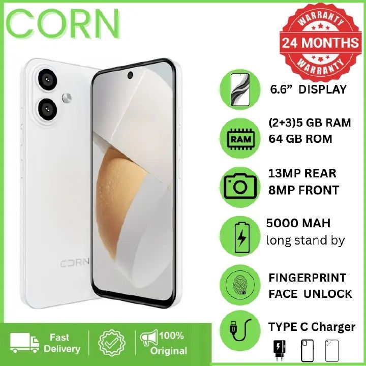 NEW ARRIVAL CORN C16 PRO MAX 6.6" STORAGE ROM 64GB RAM 5GB STRONG BATTERY 5000 mAh DOUBLE SIM CARD SMART PHONE ON OFFER FINGERPRINT FACE UNLOCK,8MP SEILFE 13MP TYPE-C CHARGER Phone Smart Phone