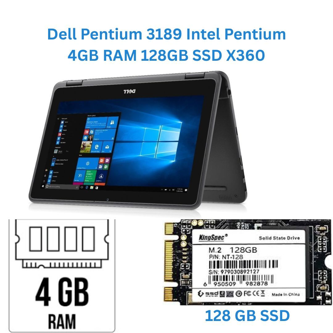(EASTER SALE!!!!) REFURBISHED Dell 3189 Intel Pentium 4GB RAM 128GB SSD x360 Covertible TOUCHSCREEN Original  Laptop Windows 10 Microsoft Office 2019