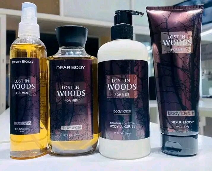 Dear Body Lost in Woods 4pc Set for Men Body Care Products- Lotion, Shower Gel, Body Splash & Body Cream