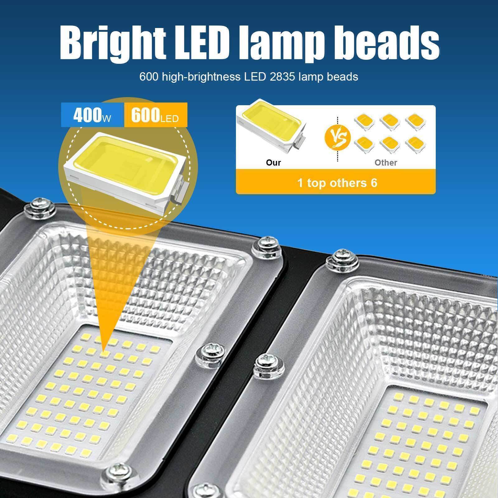 400W Solar Street Light Outdoor Waterproof 9900000 LM IP65 Solar Flood Lights Solar LED Flood Light Dusk to Dawn Lamp Commercial LED Lamp Solar Street Flood Light Outdoor Area Dusk To Dawn Wall Lamp