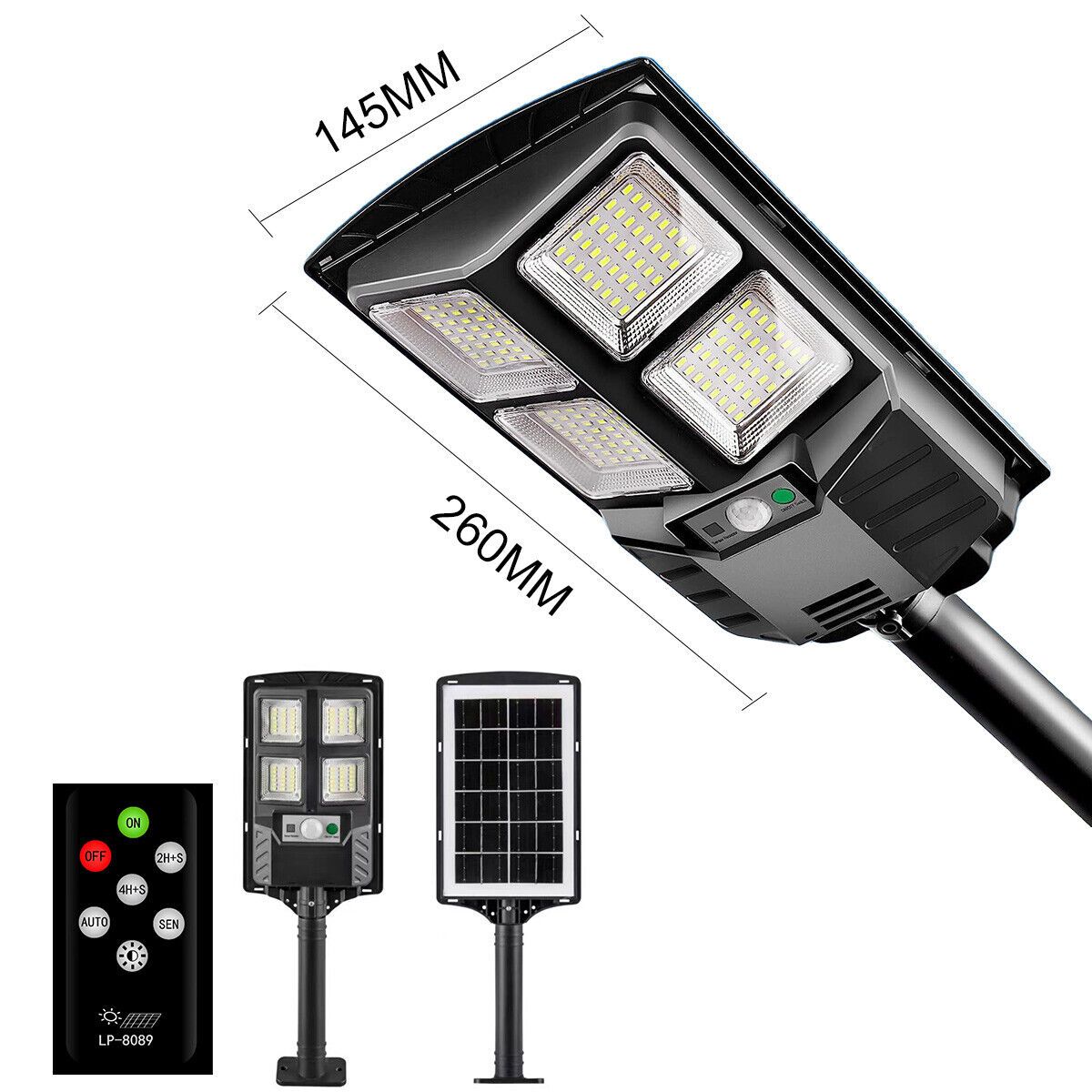 100W LED Solar Floodlight Panel Street Lights Outdoor Waterproof Remote Control